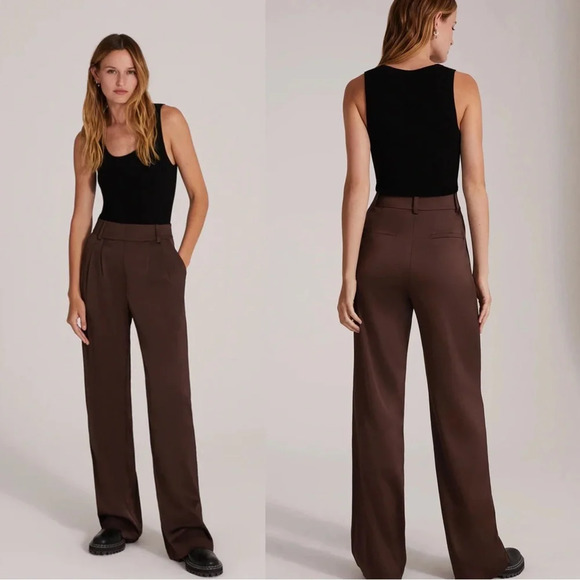 FAVORITE DAUGHTER Favorite Pants Satin in Coffee 14 - Picture 1 of 3